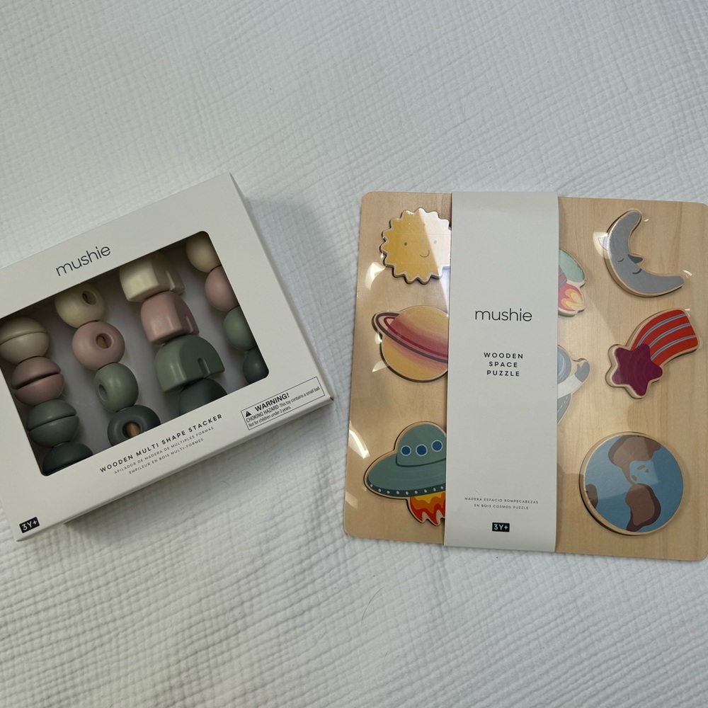 2 Wooden Mushie Puzzles